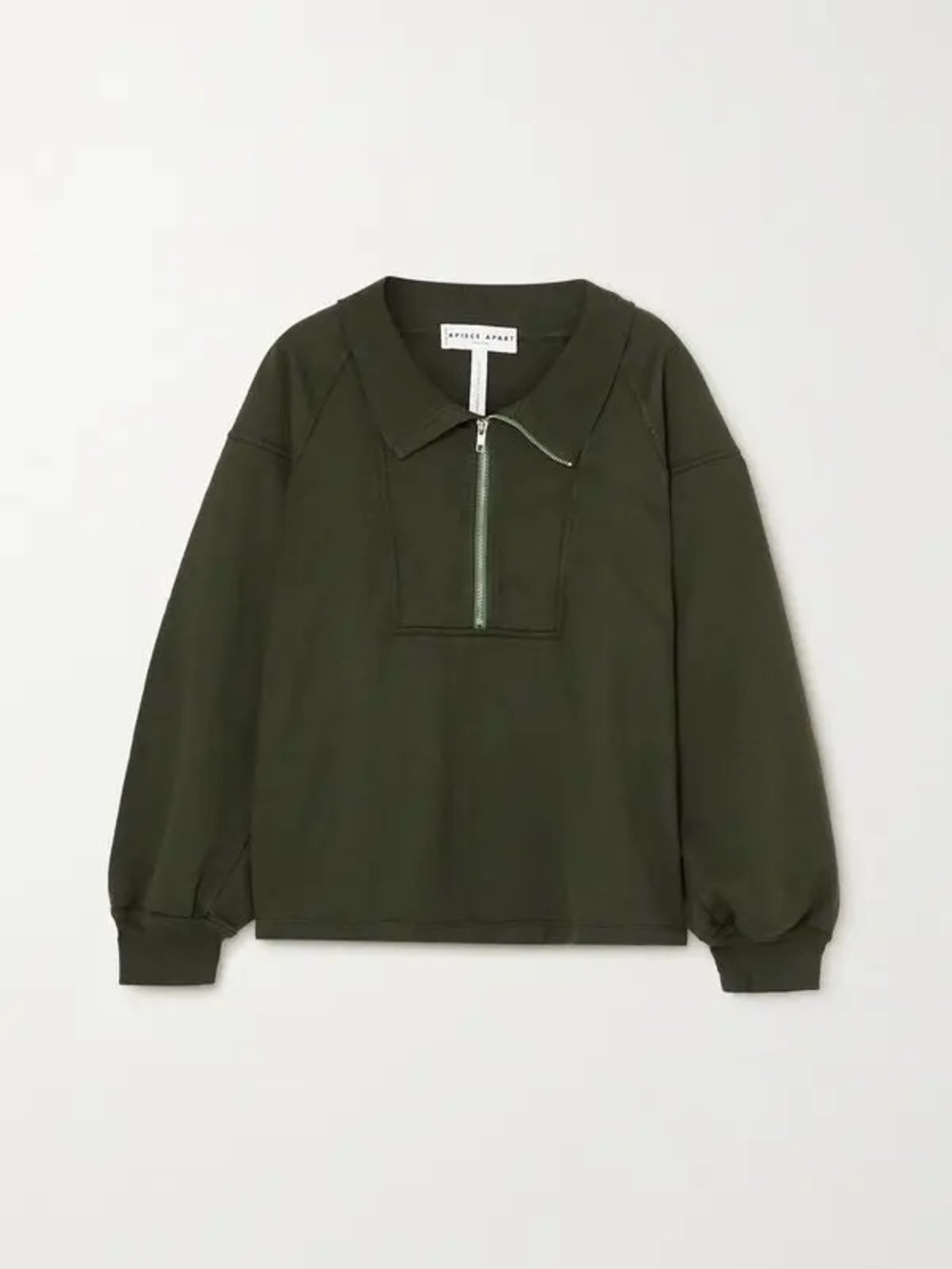Apiece Apart Quarter Zip Sweatshirt Size L Jag Green Pullover